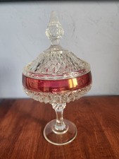 Vintage Indiana Glass Ruby Red Diamond Point 12