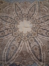 Vintage Madeira Hand Embroidered Cutwork Floral Linen Tablecloth 37