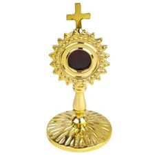 Mini Brass Monstrance - Velvet Lined Relic Holder, Catholic Decor, 2.5x5 Inches picture