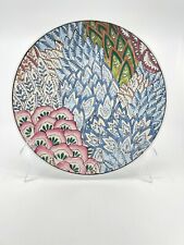 Chinese Decorative Plate with lotus flower and flame stitch look picture