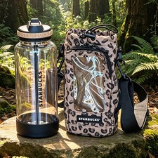 New Starbucks China 2026 Leopard Print Outdoor 34oz Plastic Tumbler With Bag picture
