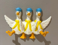 Vintage Ceramic White Sailor Ducks Wall Hook Rack Mid Century Japan Style Kitsch picture