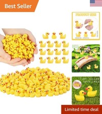 100 Miniature Yellow Resin Ducks - Ideal for Creative DIY & Dollhouse Decor picture
