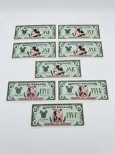 Vintage Disney Dollars 1987 1988 Mickey Mouse Goofy Currency Notes Set of 8 picture