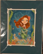 RARE Disney Parks WonderGround Gallery MERMAID ARIEL IMAGINE 18X14 John Coulter picture