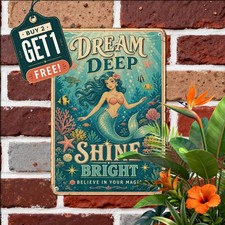 Inspirational Teenage Girl Mermaid Fantasy Bedroom Decor Metal Tin Sign 8x12 picture