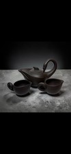 Yixing Zisha clay teapot and creamer set with swan-shaped handles picture