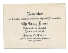 c. 1910s SAN FRANCISCO CA - Sheehan's Tavern Card - The Crazy Dance -Ocean Beach picture