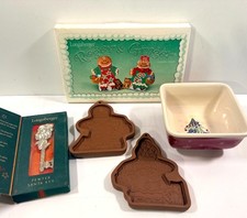 Longaberger Christmas Candy Dish Gingerbread Cookie Molds Santa Key Lot  picture