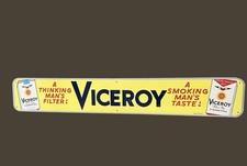  Vintage 1950s Viceroy Cigarettes Tin Door Push Sign 23x3.5 Tobacco Gas Pump NOS picture