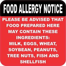 5in x 5in Food Allergy Notice Magnet Car Truck Vehicle Magnetic Sign picture