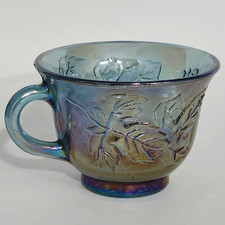 Set of 4 IRIDESCENT BLUE Carnival Princess Punch Cups | INDIANA GLASS | VNTAGE picture