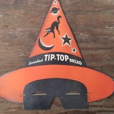 Vtg Tip Top Bread Advertising Halloween Witch Hat Mask 1940s Thin Cardboard VGC picture