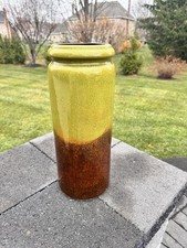 Vintage Scheurich Keramik W. Germany Fat Lava Vase Green Brown MCM 16.75” picture