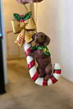 Dachshund Candy Cane Christmas Ornament Dog Holiday Collectible Danbury Mint picture