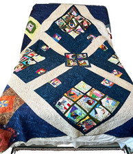 Beautiful Vintage hand & machine made scrappy quilt 95 X 95 Excellent Condition picture