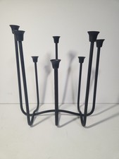 Vintage MCM Style Black Wrought Iron 8-Arm Taper Candelabra Candle Holder picture