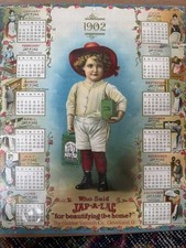 1902 JAP-A-LAC Calendar Glidden Varnish Co Child Advertising Antique 10x12 picture