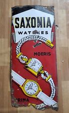 SAXONIA WATCHES PORCELAIN ENAMEL SIGN 18 X 41 INCHES picture