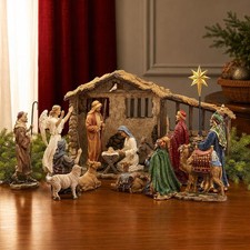Three Kings Gifts Deluxe Edition 16-Piece Real Gold Nativity Scene Set with Ligh picture
