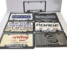 Lot of 7 Vintage Plastic Dealership License Plate Frames Inserts Chevrolet GMC picture