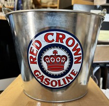 Red Crown Galvanized Metal Ice Bucket beer sign gas oil can pail gasoline picture