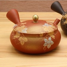 Tokoname Japanese Teapot Red clay Shudei Gold Grape Kyusu 160ml by Gyokko Japan picture