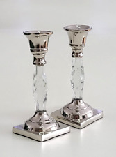 Classic Touch Tervy Candle Holders with Crystal Glass Base Set of 2 picture