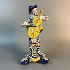 Antique Desvres Faience Musician Figurine Cello Player Jules Verlingue Signed VE picture