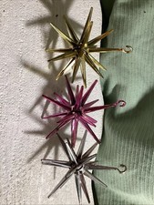 Vtg Midcentury Bradford Plastic Star Christmas ornaments Large size Sputnik 4