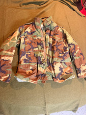 ORIGINAL 1983 USGI M-65 COLD WEATHER FIELD JACKET , WOODLAND CAMO, LARGE REGULAR picture