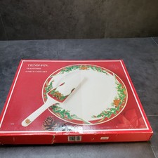 Tienshan Fine China 2 Piece Cake Set Holiday Christmas Themed picture