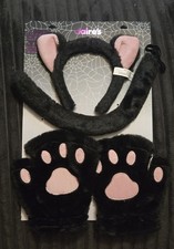 Claire's Black Cat Costume 4 Piece Set  One Size Ears Tail Mittens Halloween New picture