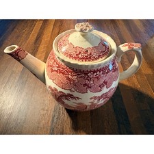 Vintage Mason's Ironstone Teapot – Red Transferware – Made in England picture