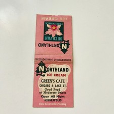 Northland Ice Cream Green's Cafe Minneapolis Vintage Matchbook Cover TMB93-6 picture