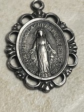 Vintage Sterling Silver Miraculous Medal Virgin Mary Catholic picture