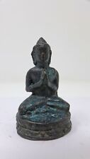 Indonesian/Balinese Handcrafted Wrought Iron Smal Green Meditating Buddha Statue picture