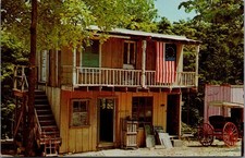 Ed's Ghost Town Hotel Bedford Indiana Vintage Postcard Dexter Chrome US Flag picture