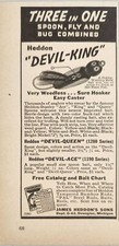 1937 Print Ad Heddon Devil King,Queen,Ace Fishing Lures Dowagiac,Michigan picture