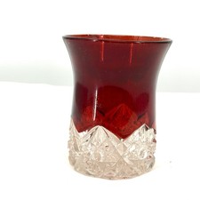 Vintage 1900s EAPG Ruby Stained Clear Cut Glass Souvenir Pittsburg Small Vase picture