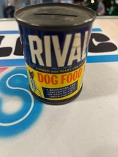 Vintage Rival Dog Food Mini Tin Can Bank Dogs Graphics Rival Packing Co. Chicago picture