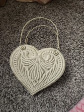 vintage hand-painted metal heart-shaped wall pocket  picture