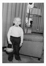 Vintage FOUND FAMILY PHOTO bw  Original EASTER BOY Snapshot 09 14 T picture