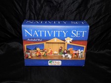 Twelve Twenty Five Christian Felted Wool Nativity Set Handcrafted Dolls Manger picture