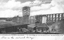 Missouri River Railroad Bridge Construction Mobridge South Dakota SD - Reprint picture