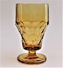 Anchor Hocking Georgian Glass Paneled Goblet Footed Tumbler Amber Gold 5.5