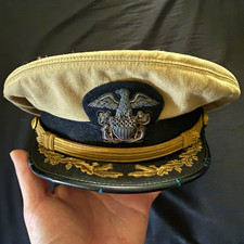 WWII-Era Carr Mears and Dawson US Navy Khaki Service Cap (Named Captain) picture