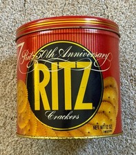 Vintage 1984 Nabisco Ritz Crackers 50th Anniversary Collector Round Tin Video picture