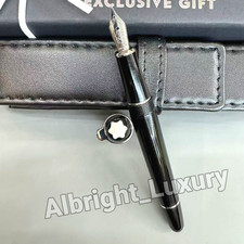 MONTBLANC Meisterstück 145 Black Fountain Pen Silver Trim w/ Case picture