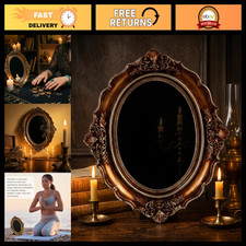 Vintage Gothic Black Obsidian Scrying Mirror with Decorative Frame - Spiritual T picture